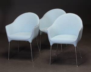 Tre armstole, blå læder 3