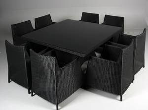 Havemøbelsæt, polyrattan, sort 9