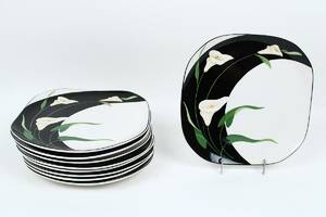 Tallrikar, 9 st, Black Lilies