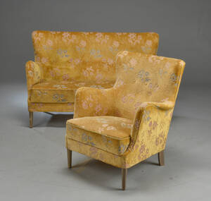 To pers. sofa samt lænestol, 194050erne. 2