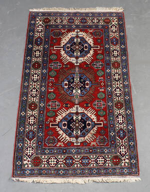 Kaukasisk tæppe, uld på bomuld, 150 x 89 cm. 