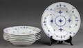 Royal Copenhagen Seks riflede musselmalede  dybe tallerkener 