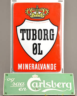Et Tuborg emaljeskilt samt et Carlsberg emaljeskilt 2