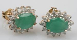 Par diamant- og smaragd ørestikkere 2