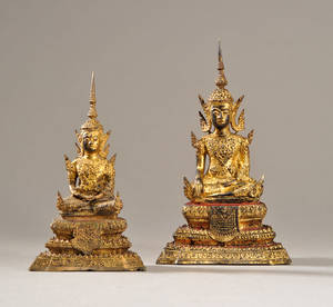 To buddha figurer, Thailand 1800 tallet