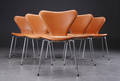 Arne Jacobsen 1902-1971 Seks syverstole i Cognacfarvet Range Aniline læder 6