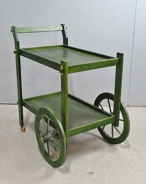 Serveringsvagn, trä, grön