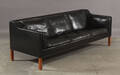 Børge Mogensen, 3-pers. sofa, sort patineret skind