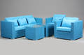 Havemøbler. Loungemøblement, sofa, Blå polyrattan 5