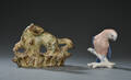 Figur af porcelæn BG papegøje nr 2019 samt figur af stentøj R.C. nr 21408. 2.