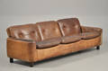 3 pers.sofa med brunt læder, strimmelsyede kanter, 1960erne