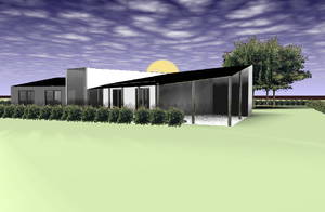 Arkitekttegninger til villa på 225 m2 brutto i kubistisk stil. Tegnet af X-Po Arkitekterne, Århus.