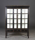 Vitrineskab, sort antikbemaling
