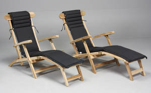 Par dækchairs samt bord i teak 3