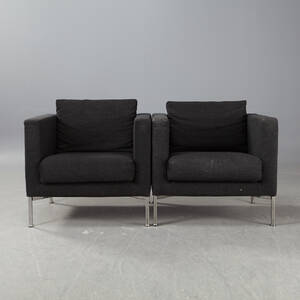 Piero Lissoni, Living Divani, fåtöljer Box, grå, 1 par 