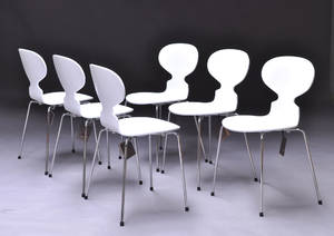 Arne Jacobsen 1902 - 1971. Sæt på seks stole, Myren, model 3101 6