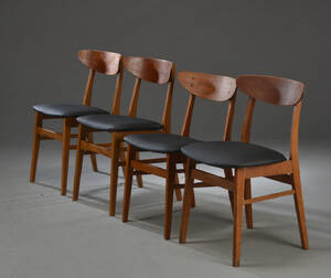 Fire spisestole, teak og bøg, 1960erne 4