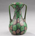 Tosi vase af polykrom glas. Ca. 1900