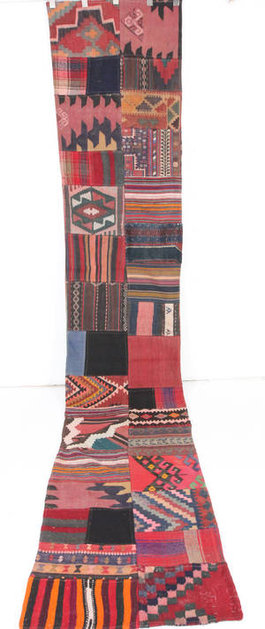 Persisk Patchwork kelim løber, 420x79 cm.
