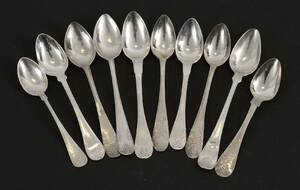 Teskedar 10st, silver, 1800-tal