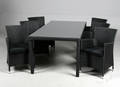 Havemøbler. Seks havestole samt bord, sort polyrattan, aluminium stel. 7