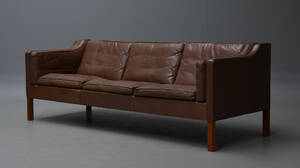Børge Mogensen. Tre-pers. sofa, læder, model 2213 