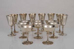 Coktail och vinglas i nysilver, Italien 16