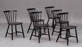 Poul Volther, 6 tremmestole, sortmalede, FDB 6  