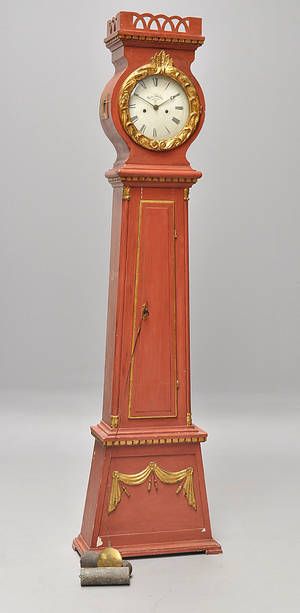 Standur i kasse af bemalet fyr, 1800-tallet, frøkenklokke