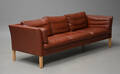 Dansk møbelproducent trepersoners sofa i skind