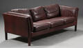 Stouby. Tre-pers. sofa, brunt læder