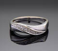 Diamantring af 14 kt hvidguld, Str 60