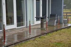 Gelænder SS-304 rustfri stål m. aftagelig maghony side - udendørsindendørs