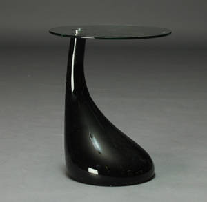 Organisk formet lampebord med glasplade