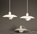 Poul Henningsen 1897-1967 Tre PH4 pendler, hvidlakerede. 3