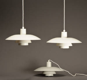 Poul Henningsen 1897-1967 Tre PH4 pendler, hvidlakerede. 3