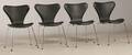 Arne Jacobsen. Fire syverstole model 3107, sort anilin læder 4