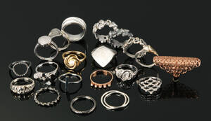 Samling ringe i sterling sølv 20