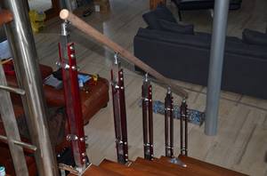 Gelænder stolper SS-304 rustfri stål - massiv maghony indendørs model