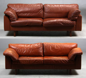 Sofaarragement, brunt læder 2