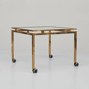 Soffbord, mässing och glas