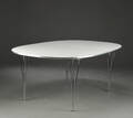Piet Hein  Bruno Mathsson. Super ellipse spisebord med udtræk, to tillægsplader 3