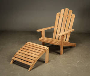 Hvilestol m. skammel, teaktræ 2