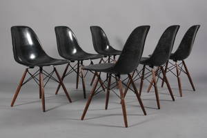 Charles Eames Sæt på seks stole, model DSW sorte 6