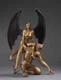 Bronzefigur, fabeldyr med kvinde