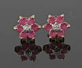 Diamond  ruby earrings approx. 0.04ct. 2.