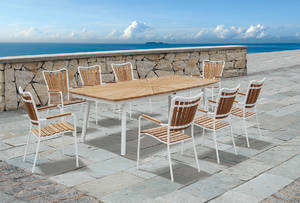 Daneline Havemøbler. Havebord samt otte armstole, teak 9