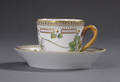 Flora Danica Mokkakop og underkop af porcelæn. Kgl.P. 2