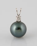Tahitian pearl  diamond pendant approx. 0.15ct