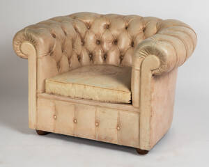 Armsessel  Polstersessel  Chesterfield-Sessel, Leder, BeigeRosé